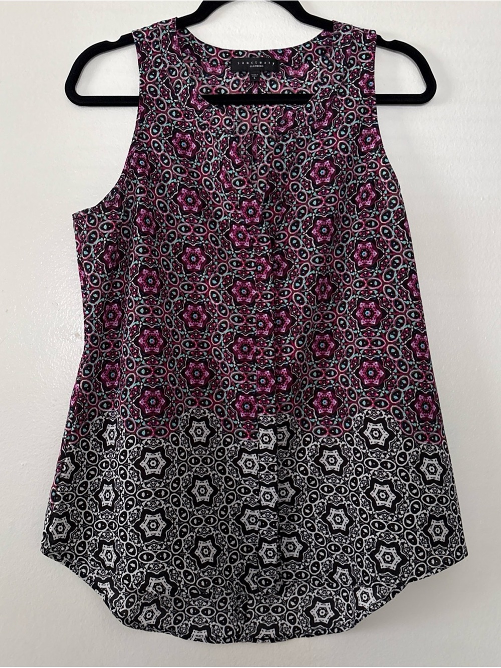 Pink and Black Patterned Sleeveless Camisole Top